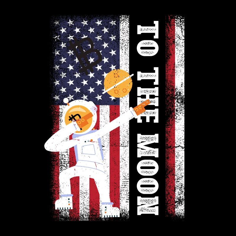 Bitcoin à la Lune Drapeau américain Btc Crypt