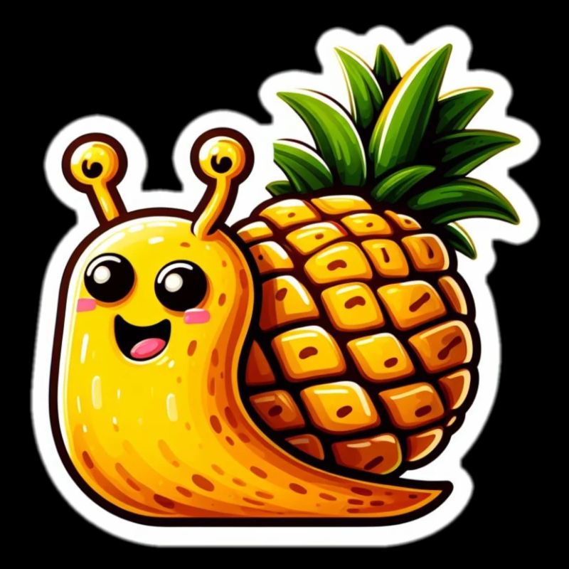 Escargot mignon avec maison d’ananas