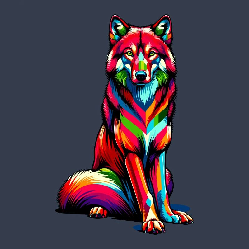 Colorful Pop Art Red Wolf Lover Wolves