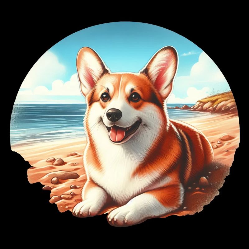 Welsh Corgi am Strand