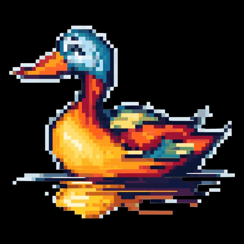 8 Bit Pixel Ente schwimmt im Wasser