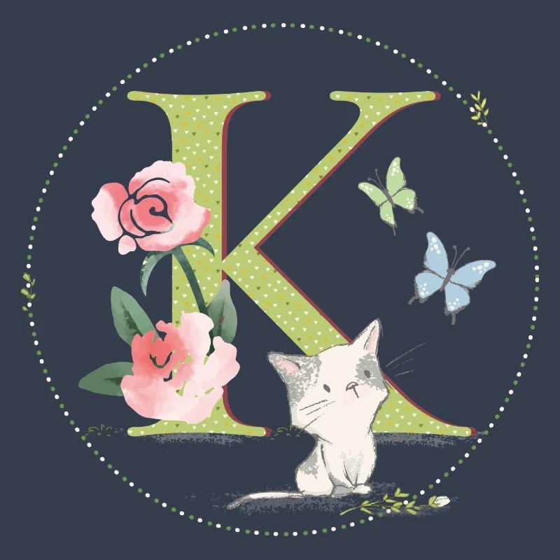 Anfangsbuchstabe K mit Katze