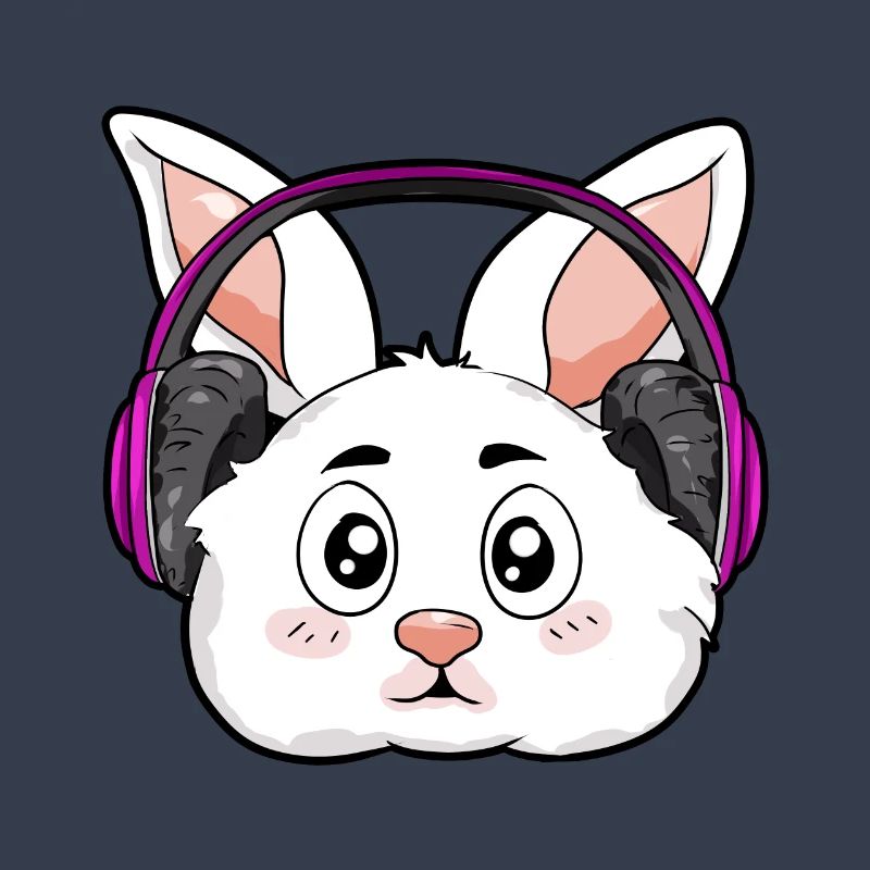 Lapin avec écouteurs