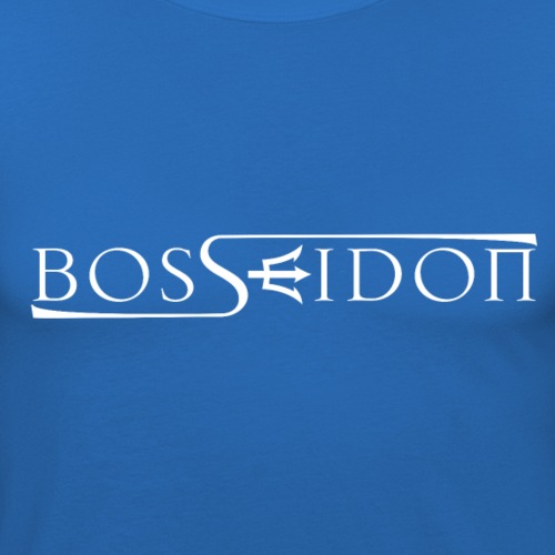 Bosseidon Logo Weiß - Männer Slim Fit T-Shirt
