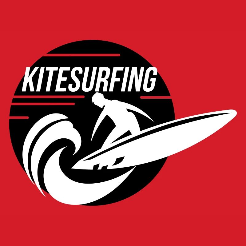 Kitesurfer on kiteboard rides wave