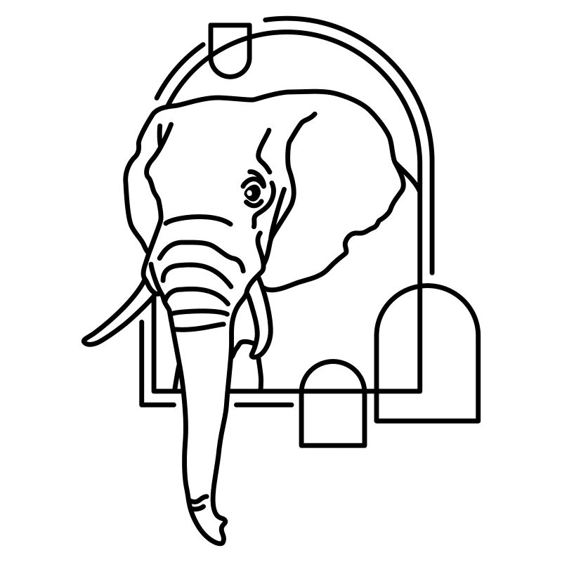 Éléphant en forme géométrique - Conception d’art au trait