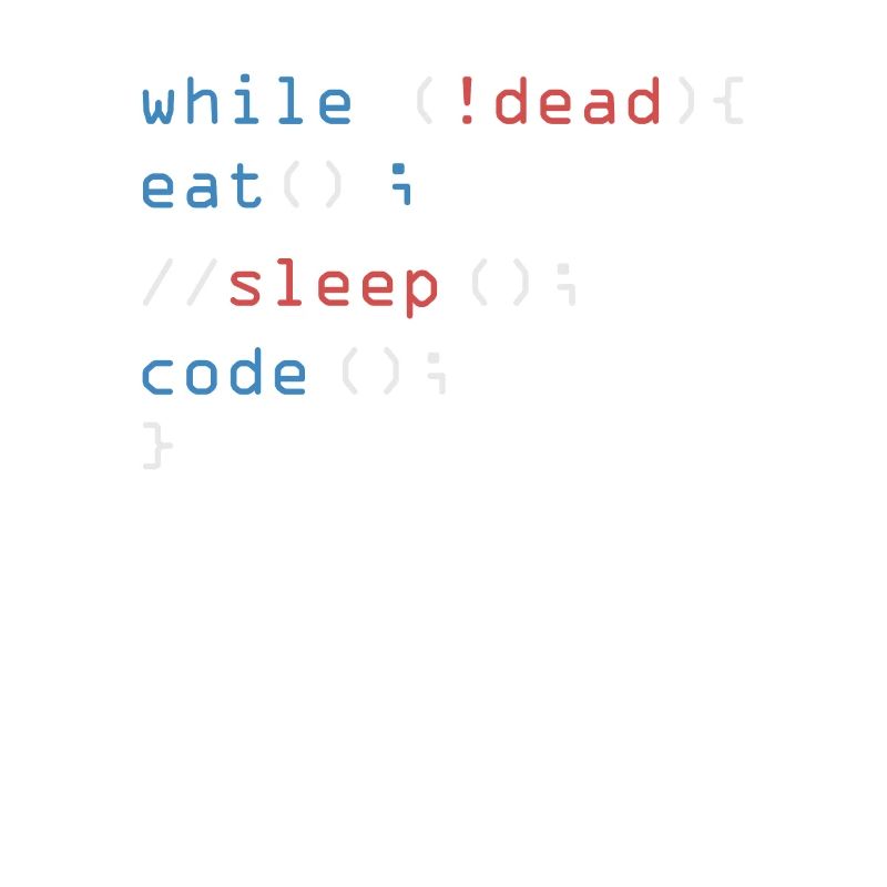 While Not Dead Eat Sleep Code programmeur pirate informatique
