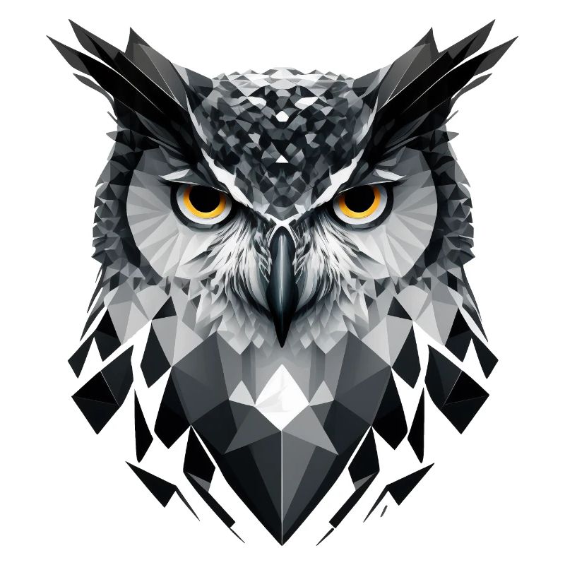 Polygon-Eule in Schwarz-Weiß – Vogelkunst