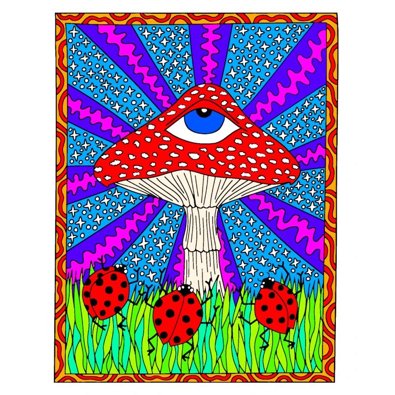 Hippie Magic Toadstool Retro Psychedelic