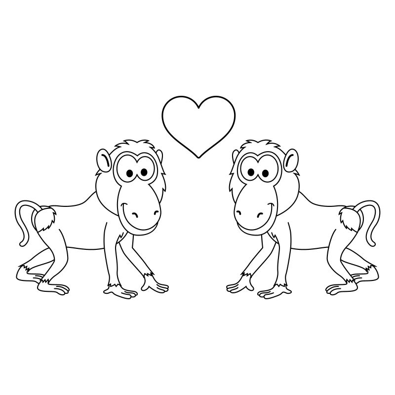 Monkey affe comic Paar liebe