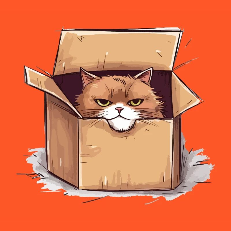 Cat grumpy grumpy grumpy sits in the box
