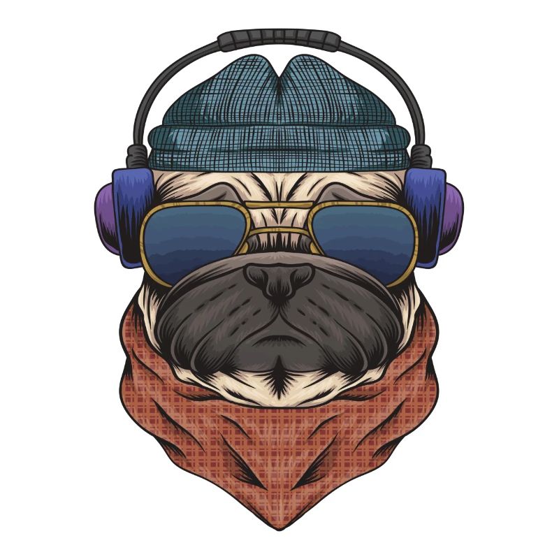 Cooler Mops DJ mit Kopfhörergeschenk für DJs oder Mops