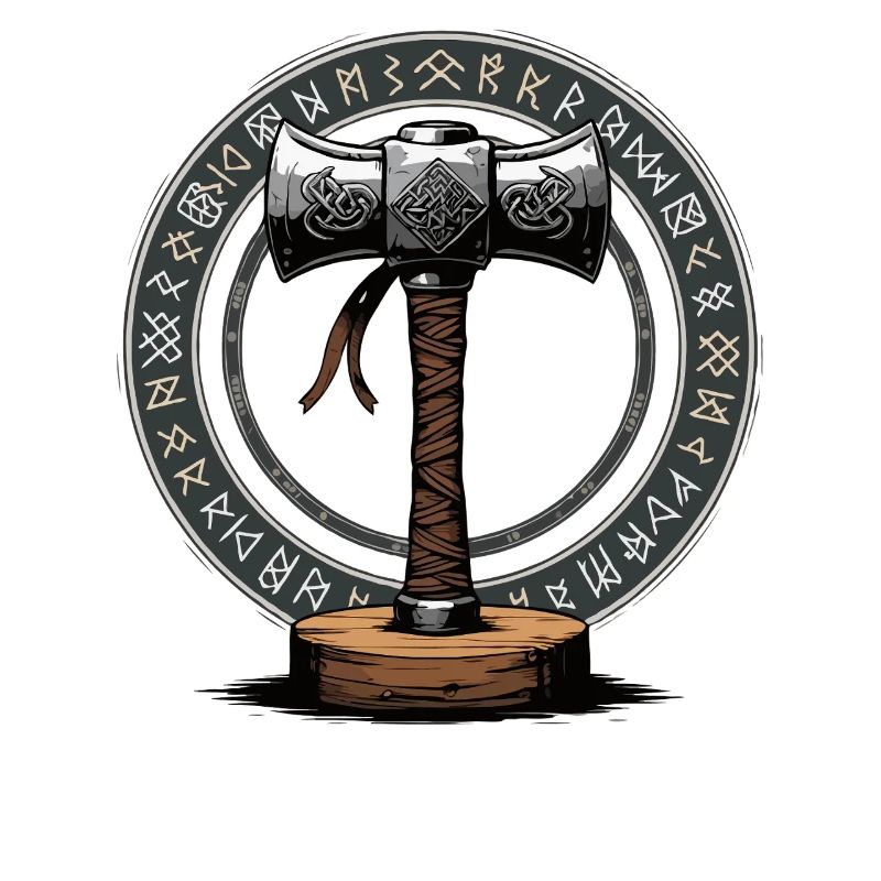 Viking Hammer Warrior Valhalla Runic Circle Thor