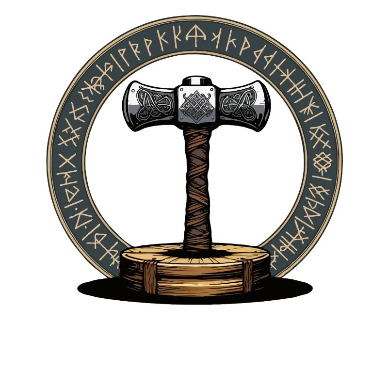 Viking Hammer Warrior Valhalla Runic Circle Thor