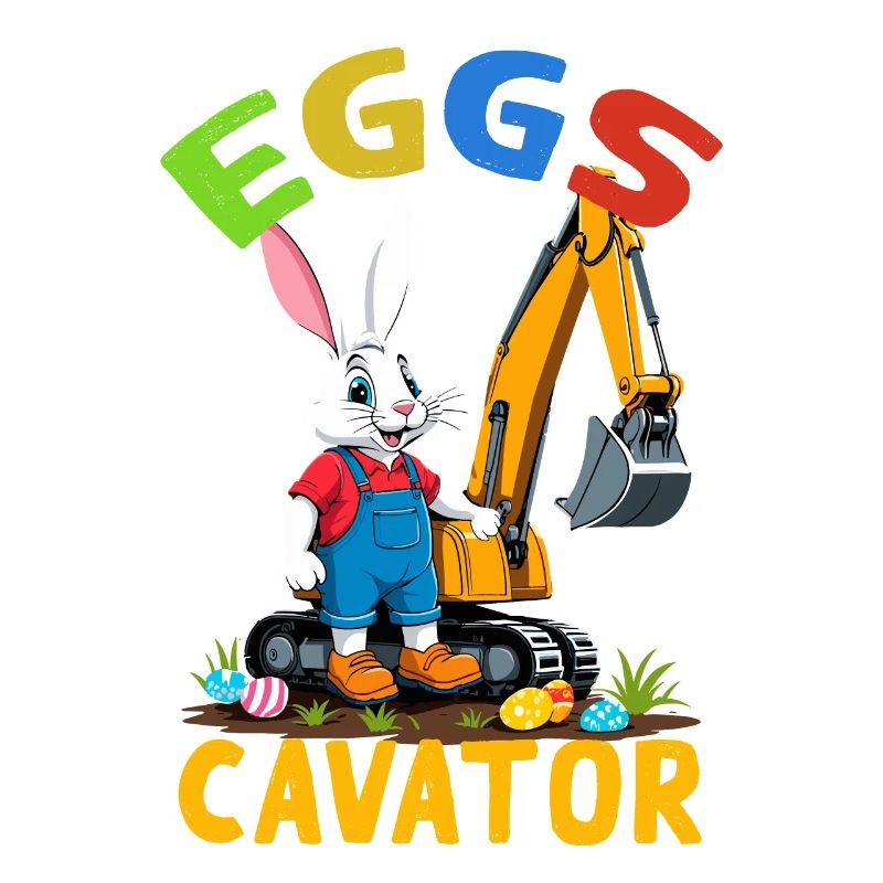 Funny Easter Saying Easter Bunny Excavator Driver