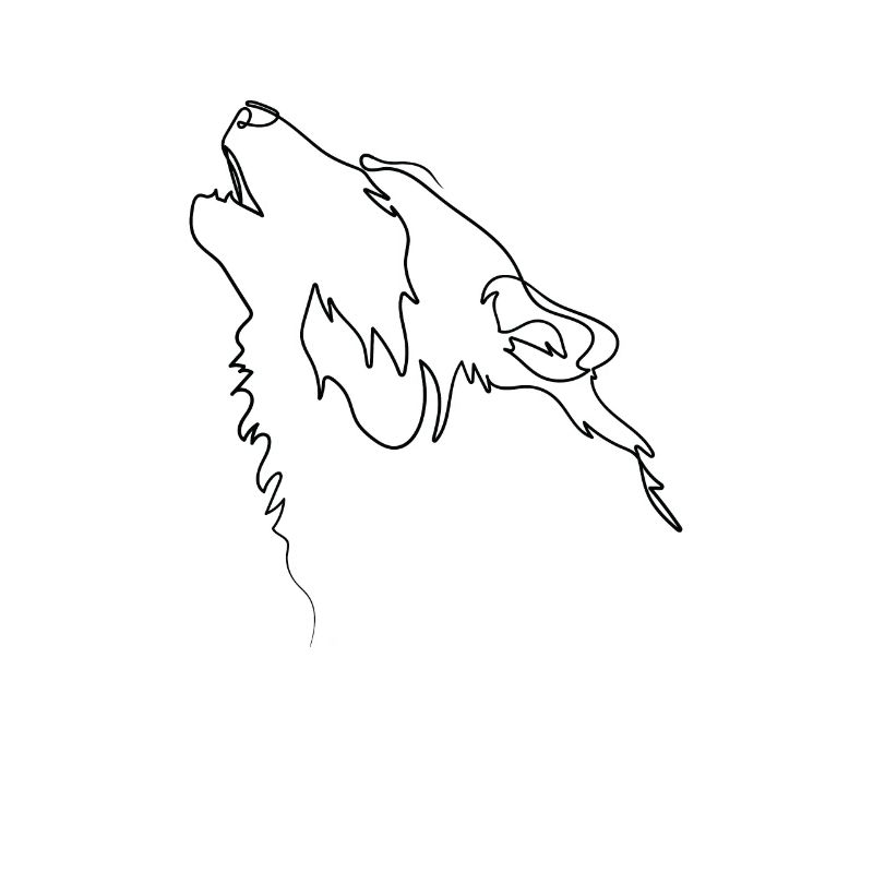 One Line Drawing Wolf Single Art