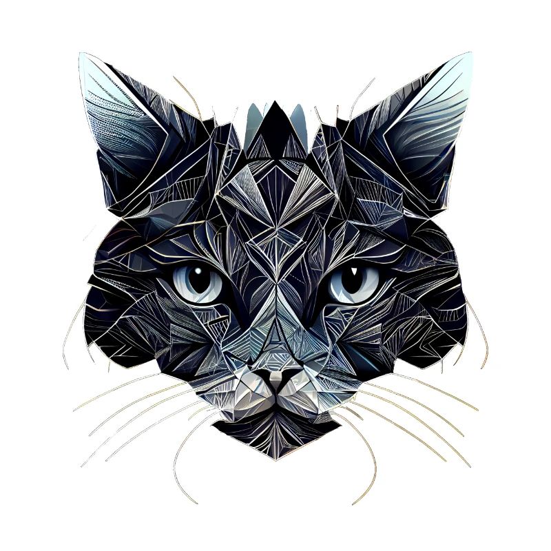 Black cat face with geometric patterns