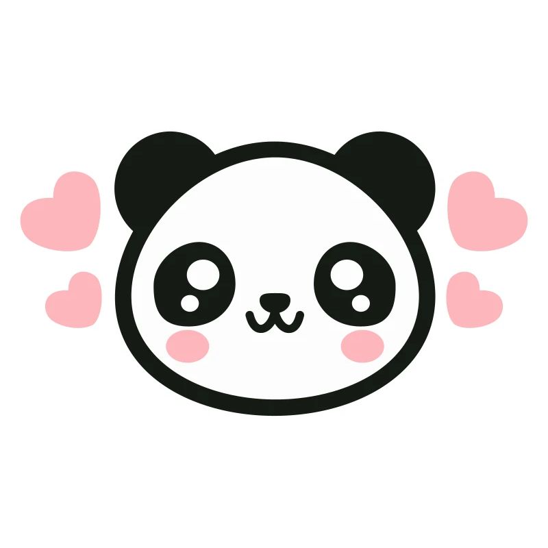 Visage de panda aimant : cœurs adorables