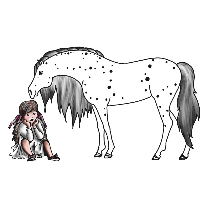 Mädchen sitzt beim Pony Pferd
