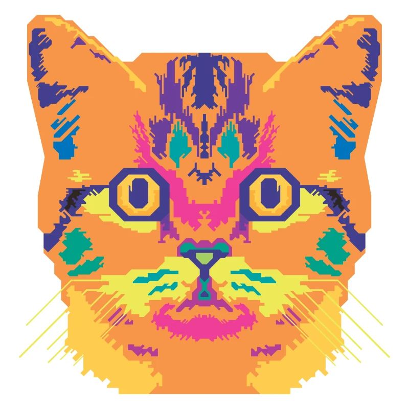 Funky Vector Psychedelic Cat