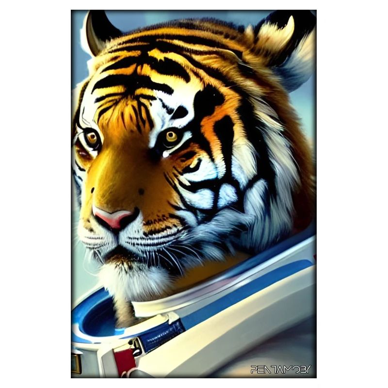 Tiger Big Cat Astronaut Future Sci-Fi Technology