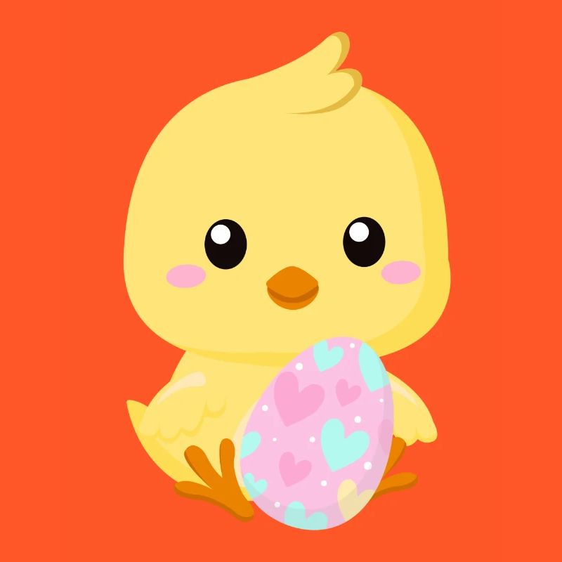 Cute little Easter chick with Easter egg
