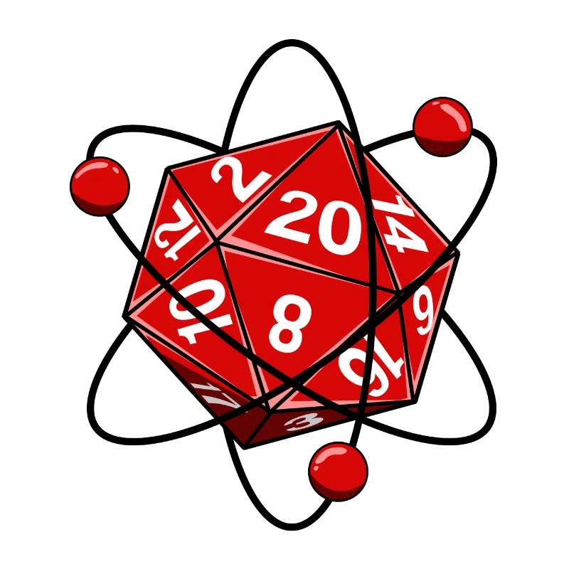 Cube D20 electron physics nerd