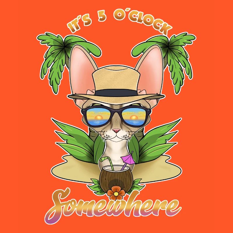 It Is 5 OClock Somewhere Drinking Devon Rex Cat