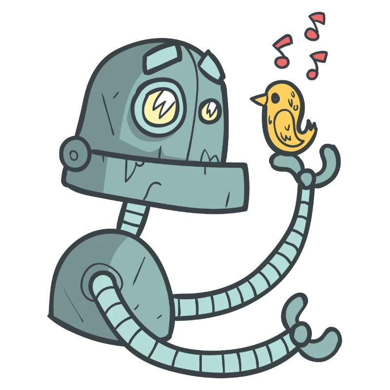 Roboter mit Vogel