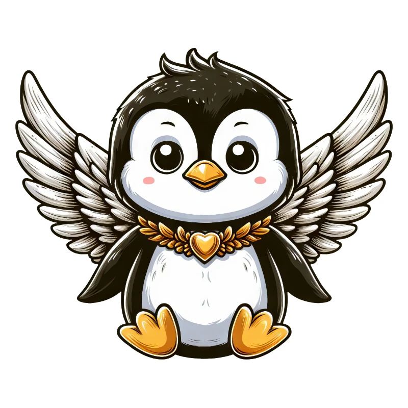 Süßer Pinguin Engel Comic Design