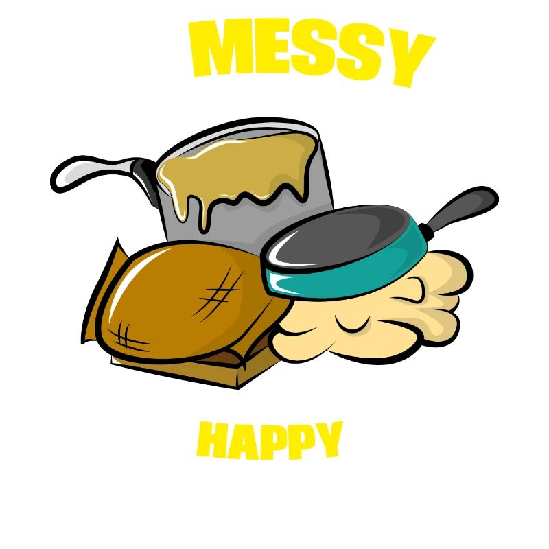 A messy kitchen is a happy kitchen saying kitchen