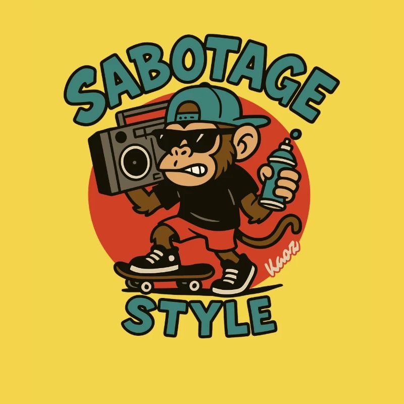 Cool Monkey with Skateboard and Spray Can Style