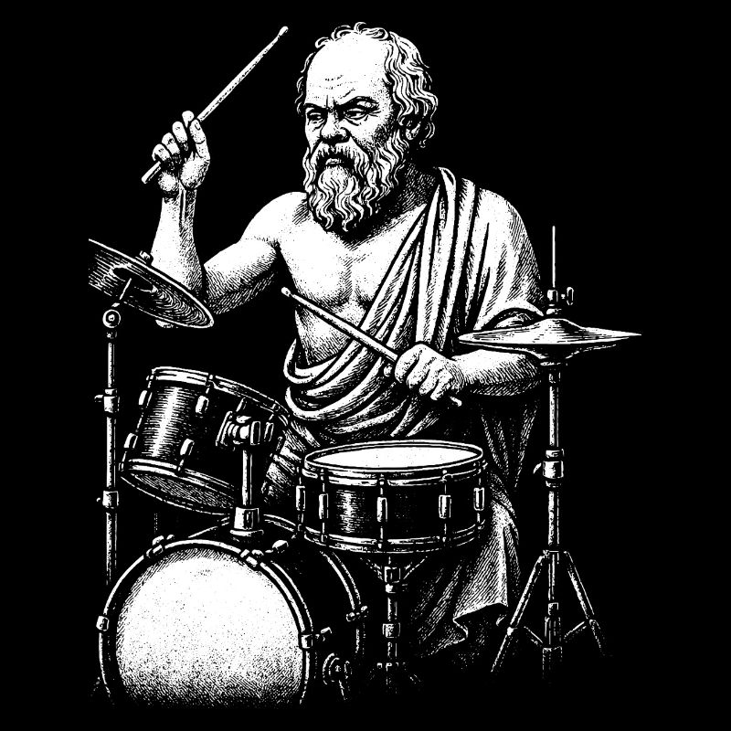 Ancient Greek Philosopher Socrates Drumming