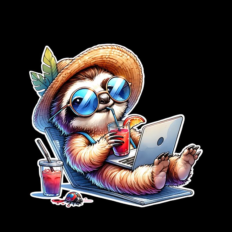 Sloth Laptop Cocktail Work