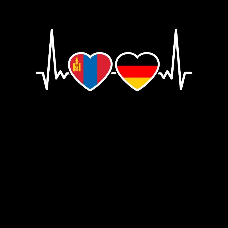 Mongolia Germany Heartbeat Flag Mongolian