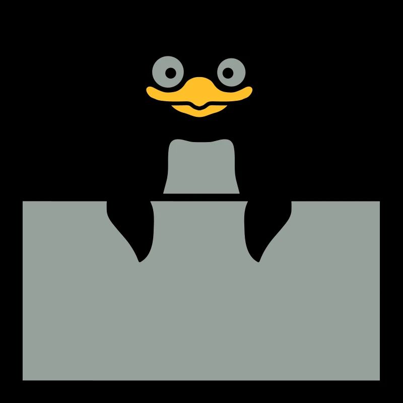 Alberner Pinguin hinter Schild