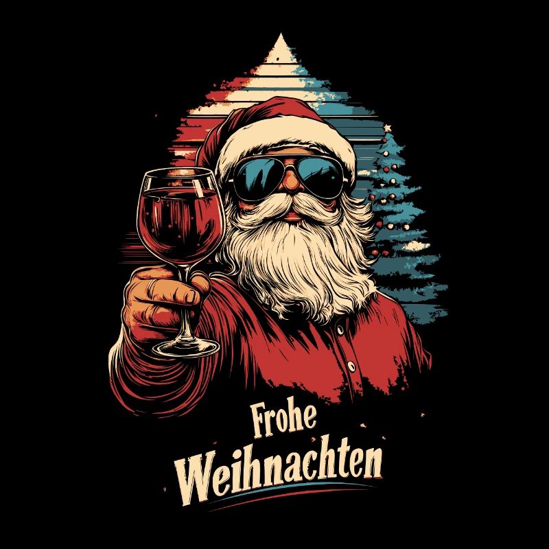 Cooler Weihnachtsmann mit Weinglas