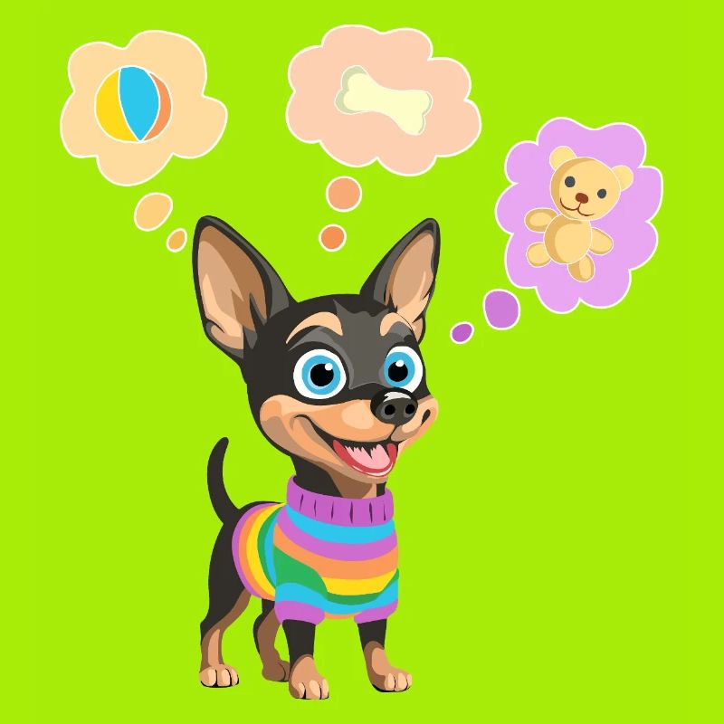 Chien mignon en pull arc-en-ciel pour enfant