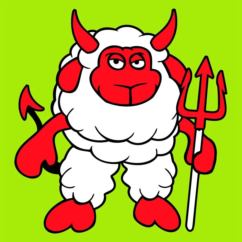 Sheep Devil Satan Hell Evil Trident Horns Cool