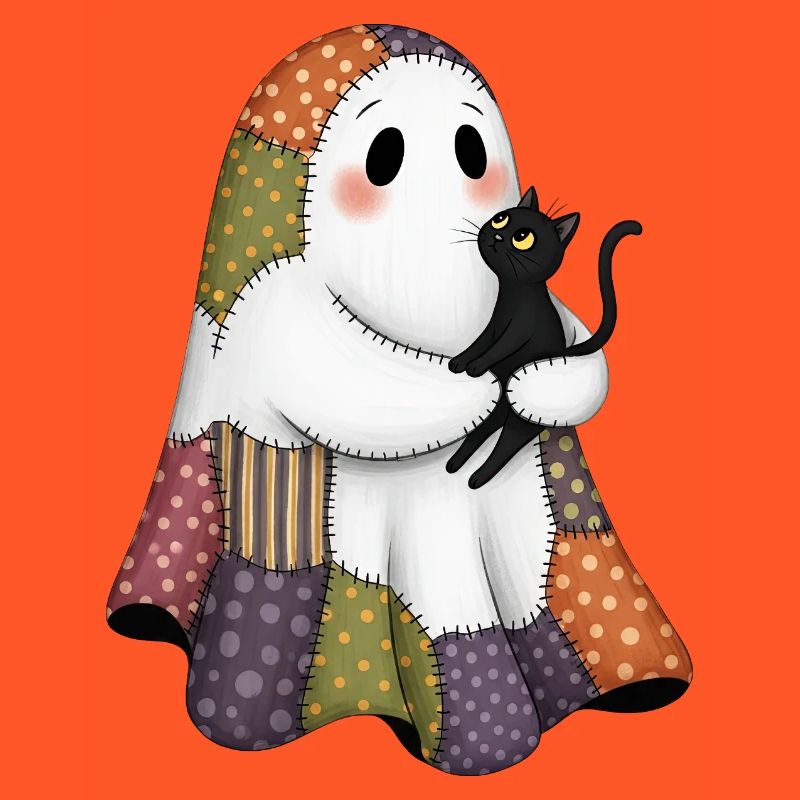 Patchwork Geist mit schwarze Katze