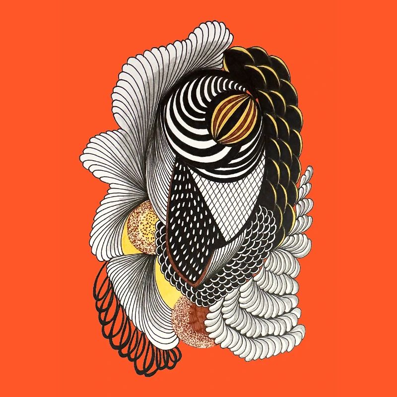Geometric line drawing with scale pattern