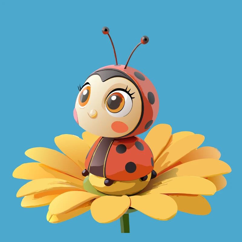 Süßer Marienkäfer auf einer Blume