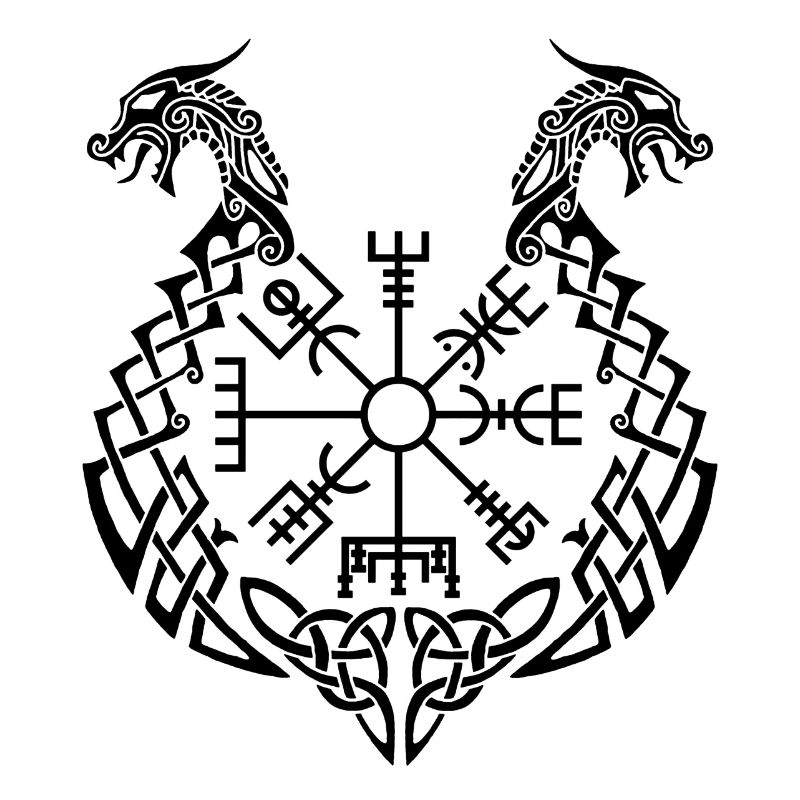 Black dragon and Viking compass