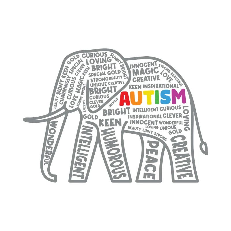 Autismus Bewusstsein Elefant Typografie