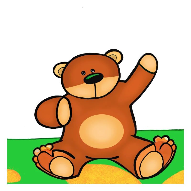 Mignon petit ourson assis dans l’herbe