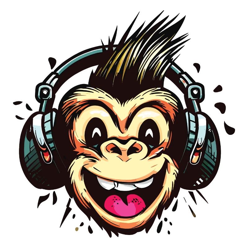Drôle de DJ Monkey avec casque