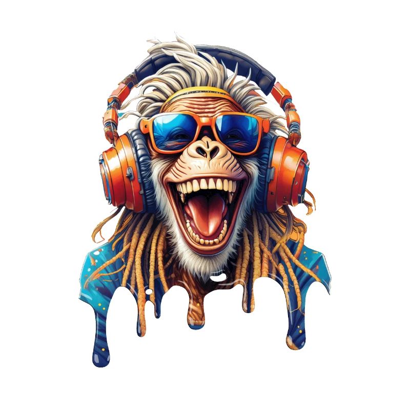 Old Rasta Monkey-Dreads-Laughing-Glasses-Hifi Helmet