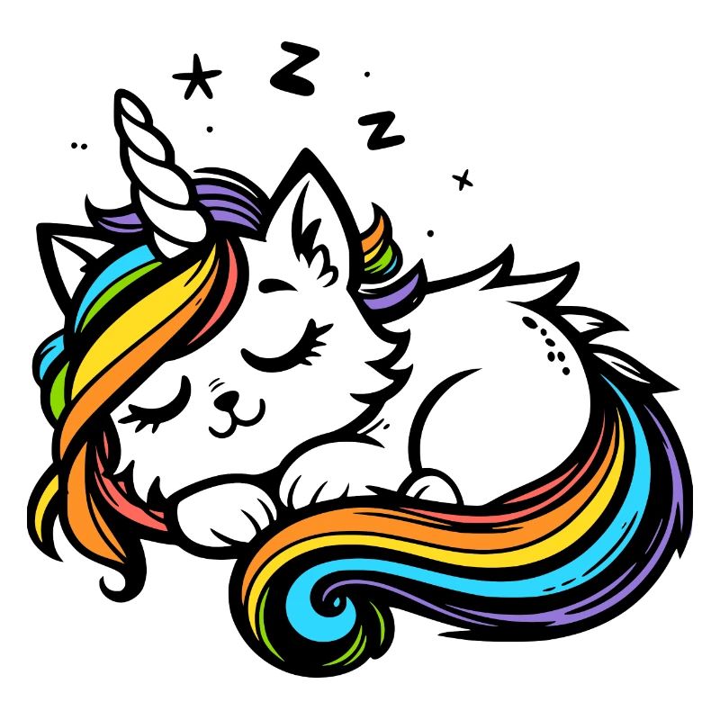 Sleeping Unicorn Cat (colorful)