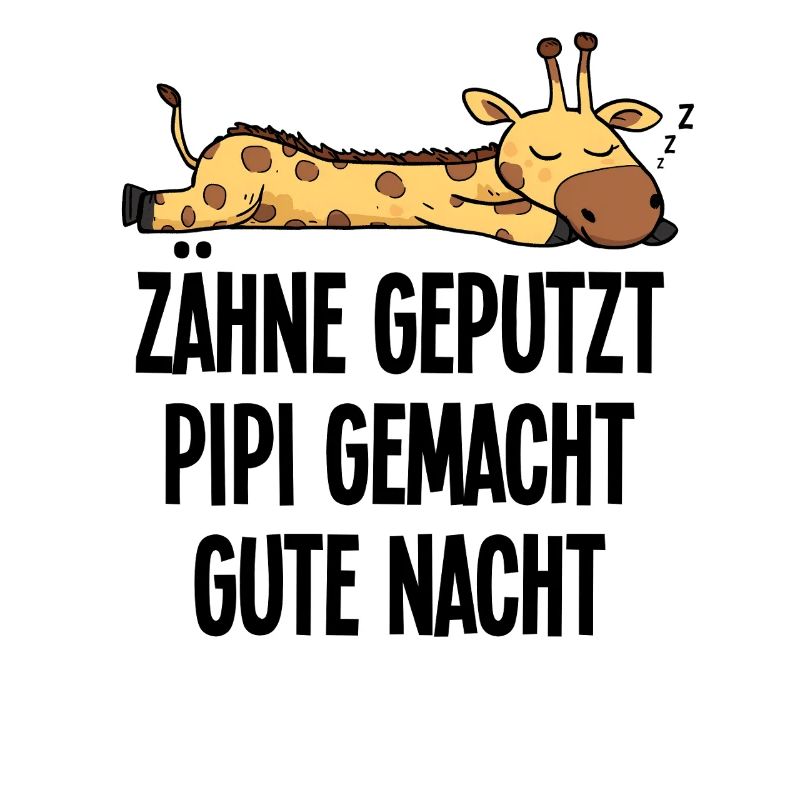 Teeth brushed humorous giraffe good night motif