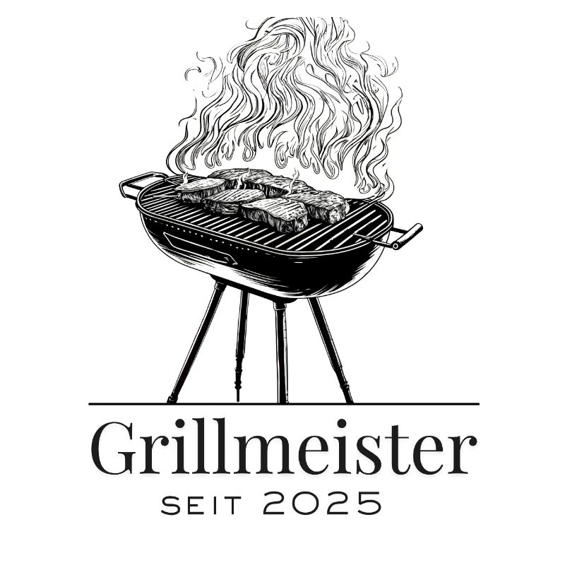 Grill Master Silhouette with Smoke and Steak